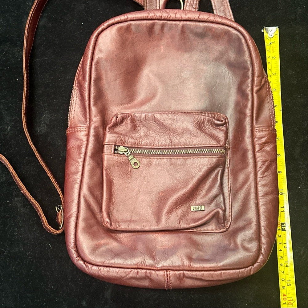 CHAPEL Burgundy Leather Backpack Size14 X 11”